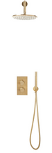 Load image into Gallery viewer, Core Brushed Brass Round Handle, Handset &amp; Mounting Bracket
