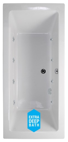 Pacific 1700x700 Double Ended 8 Jet Whirlpool Bath - Extra Deep